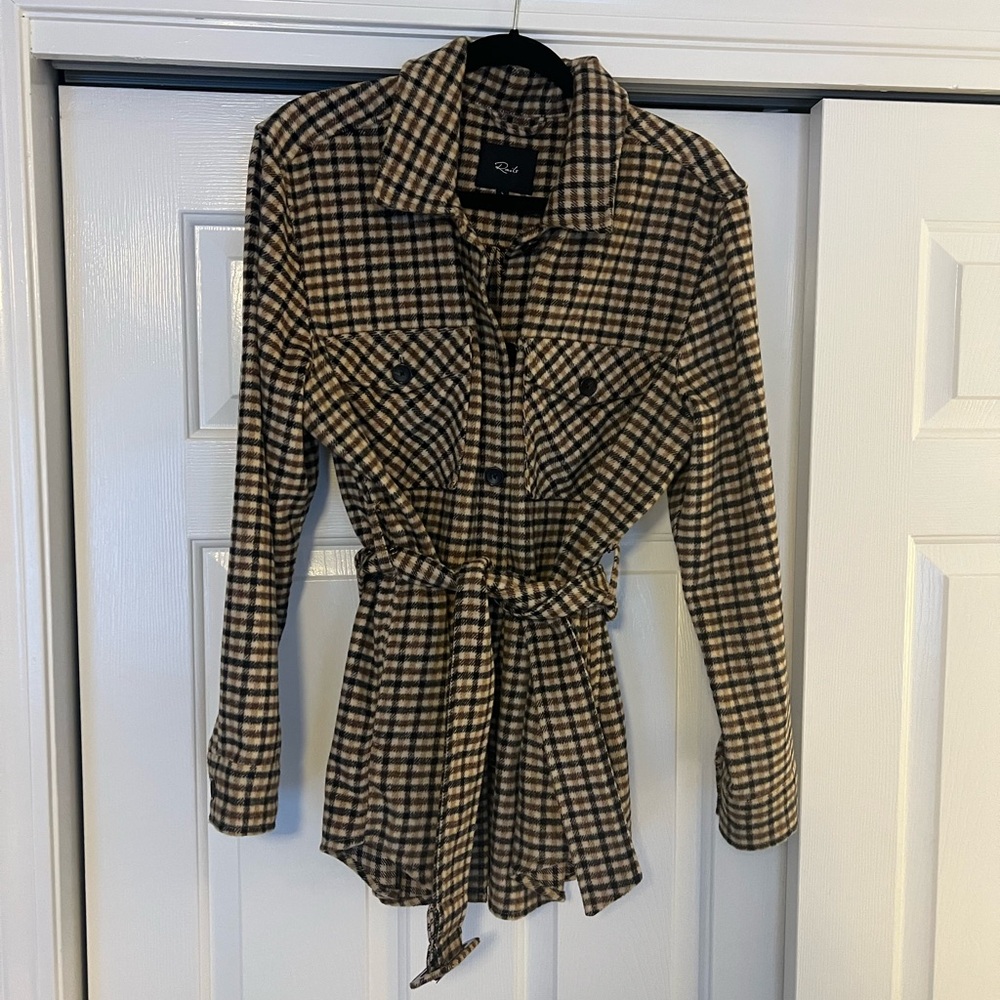 Rails plaid jacket with belt. Size large, worn twice!